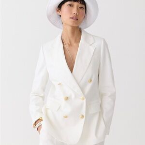 Jcrew Bristol Stretch Linen Double Breasted Blazer NWT